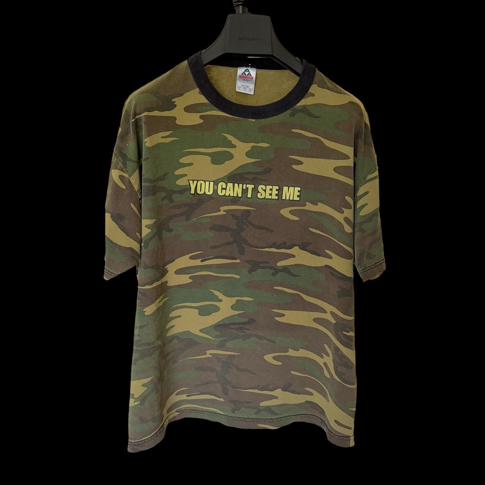 90's Camo You Can't See Me John Cena T-Shirt Mens XL Green Woodland